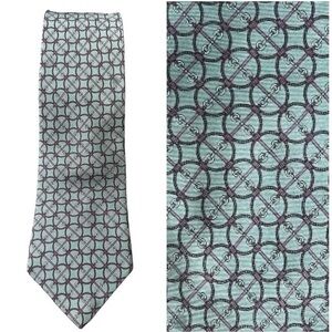 Vintage Pulitzer Men’s 100% Silk Tie Dress Office Formal Teal Blue Pastel Preppy